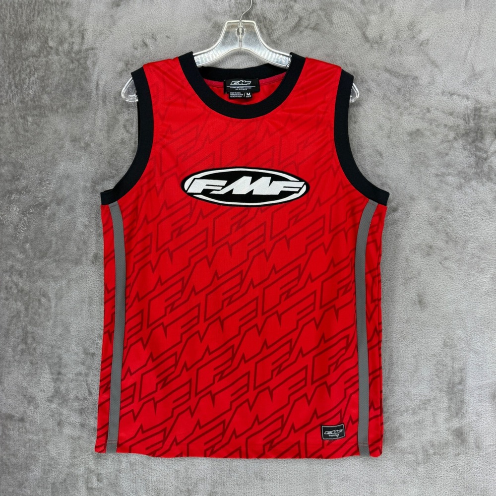 FMF Flying Machine Factory Racing Tank Top Mens Medium Red Mesh Motocross Jersey